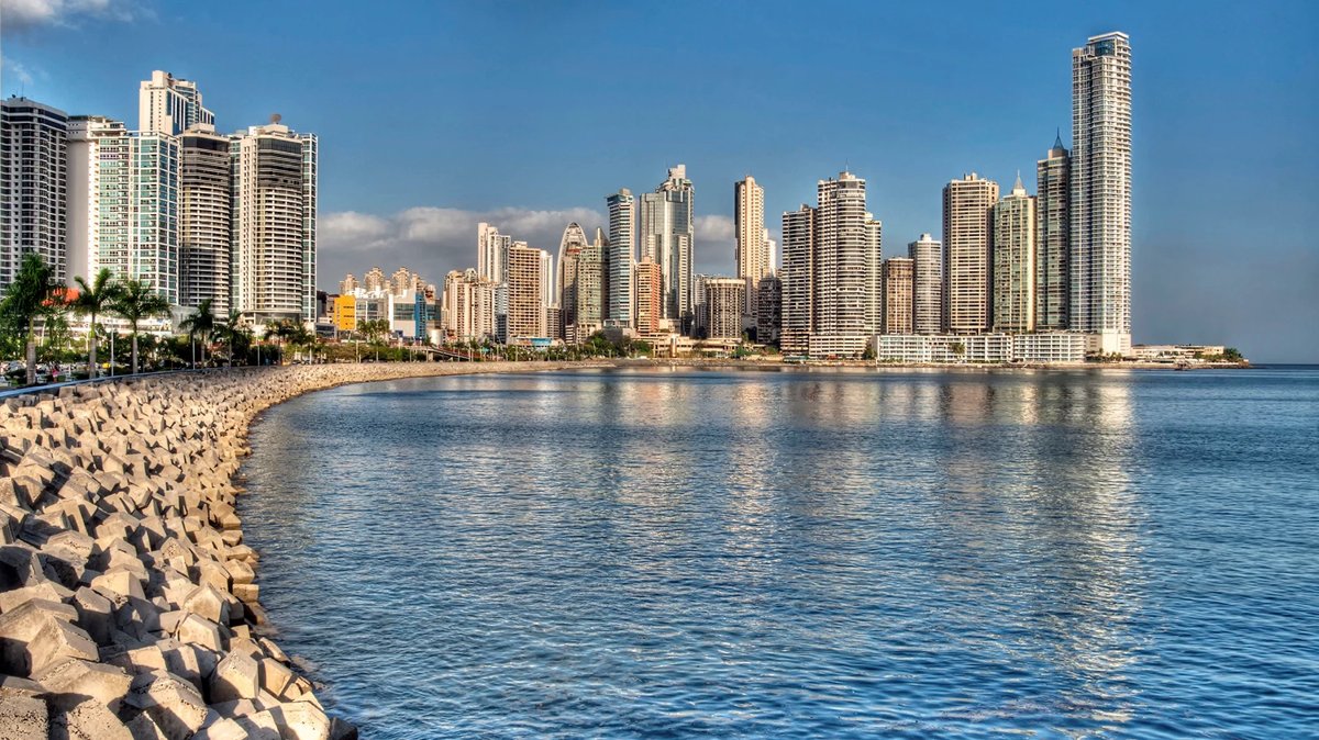 Panama City skyline along the bay
